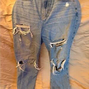 Hollister Light Blue Ripped Ankle Jeans